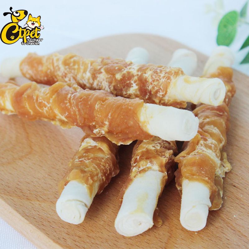 Chicken Wrapped Rawhide Twisted Stick