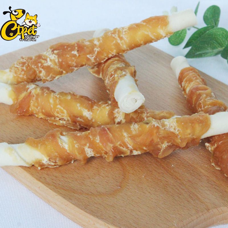 Chicken Wrapped Rawhide Twisted Stick