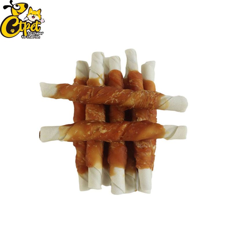 Liver Filled Rawhide Twists with Chicken Wrapped