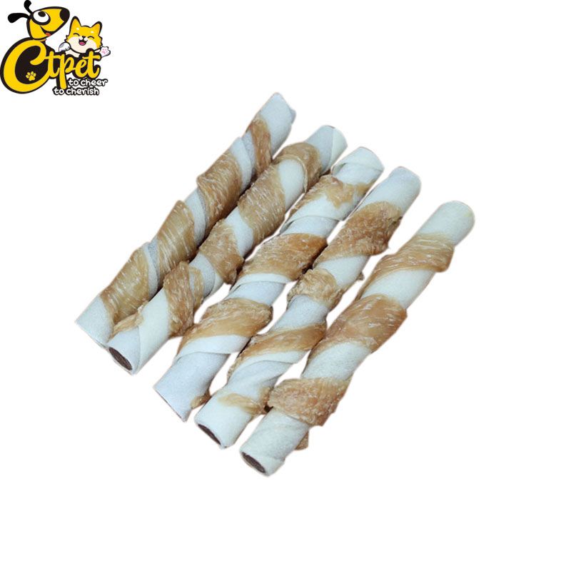 Rawhide Twists with Chicken in Three Flavors: Cheese, Beef and Chicken