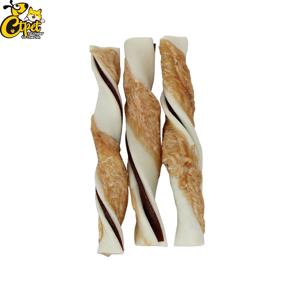 Dental Flat Filled Rawhide Twists with Chicken