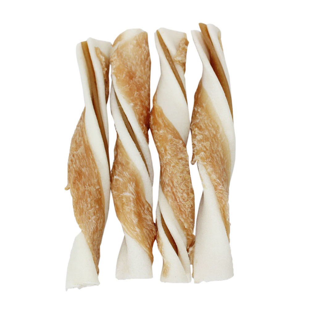 Dental Flat Filled Rawhide Twists with Chicken