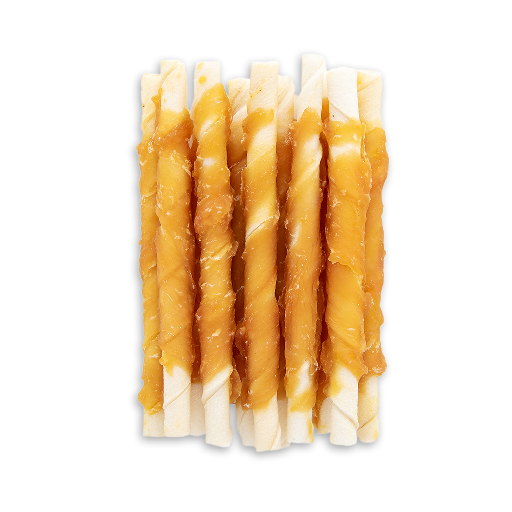 Chicken Wrapped Rawhide Twisted Stick