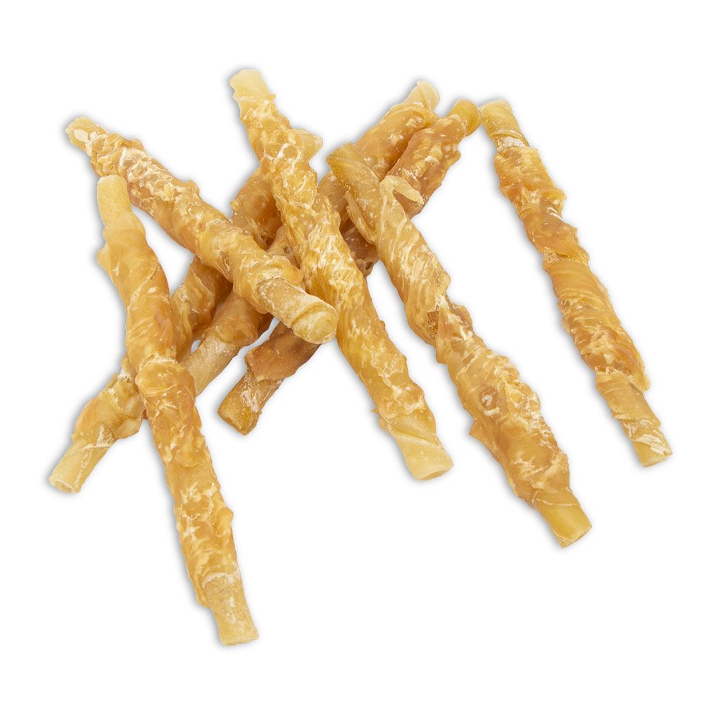 Chicken Wrapped Natural Rawhide Twisted Stick