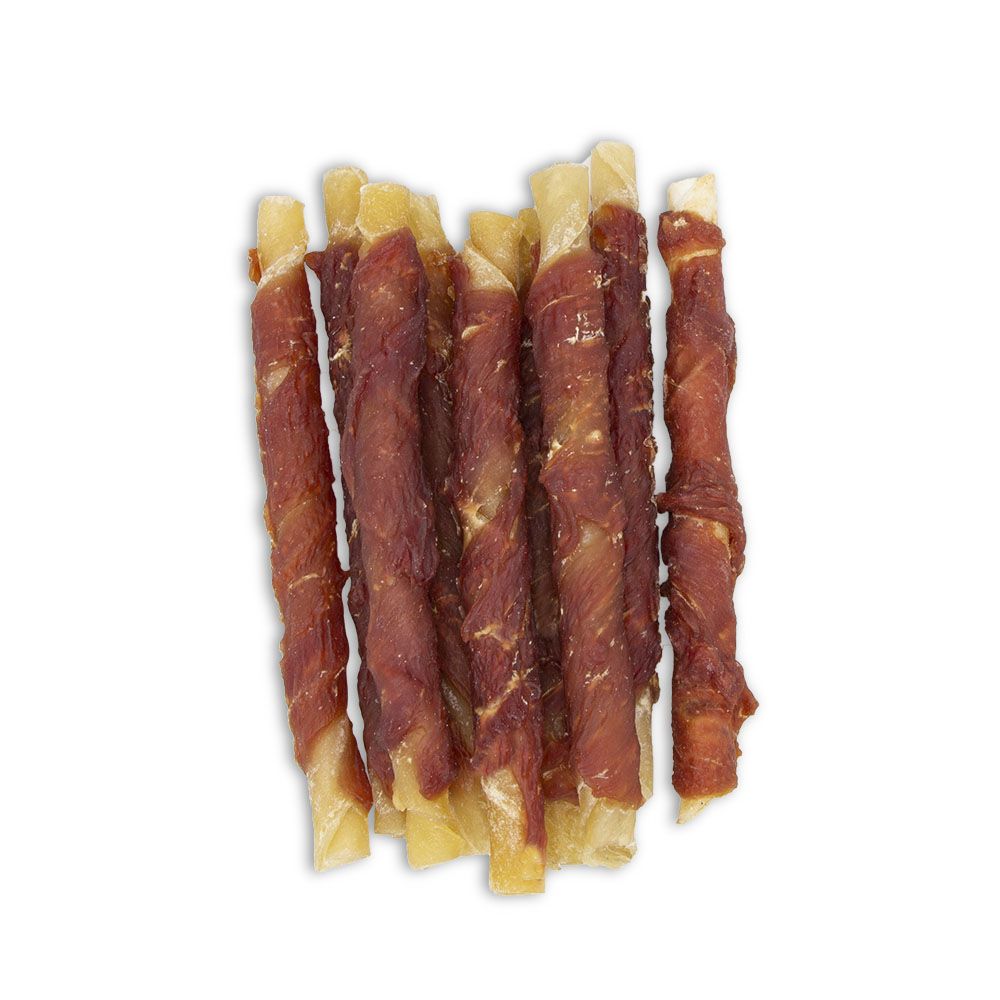 Duck Wrapped Natural Rawhide Twisted Stick