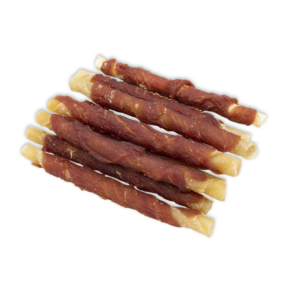 Duck Wrapped Natural Rawhide Twisted Stick