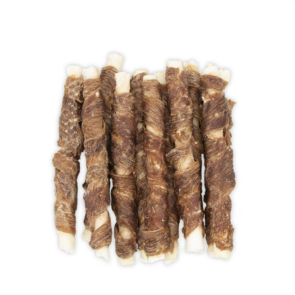 Pure Duck Wrapped Rawhide Twisted Stick
